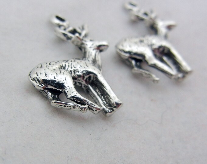 Set of 2 Pewter Deer Charms