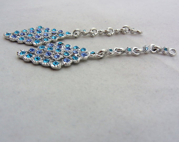 Pair of Silver-tone Diamond Shape Blue Turquoise Drop Charms