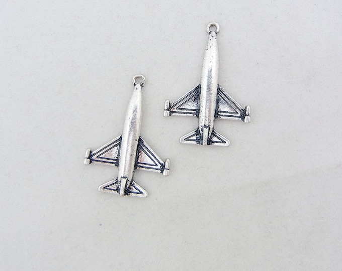 Antique Silver-tone Glider Plane Charms