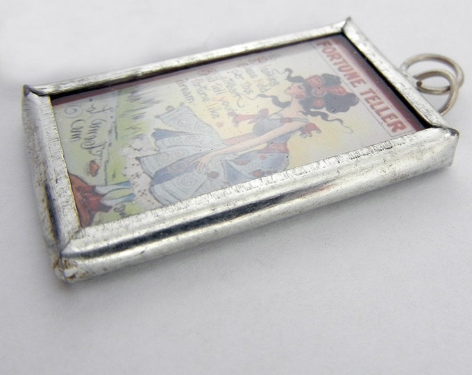 One Rectangular Framed Two-sided Fortune Teller Pendant