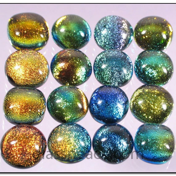 SALE Fused Dichroic Glass Cabochon Jewelry by GlassPeace on Etsy