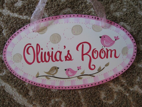 Items similar to one of a kind door room sign name OLIVIA penelope bird ...