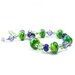 Green Beaded Bracelet, Handcrafted Lampwork Glass Sterling Silver Bracelet, Lampwork Bead Bracelet, green purple