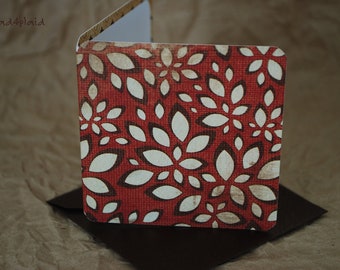 Blank Mini Card Set of 10, Abstract Fall Floral with Mini Acorns on the Inside, Metallic Bronze Envelopes, mad4plaid