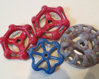 Vintage Metal Faucet Industrial Valve Handles