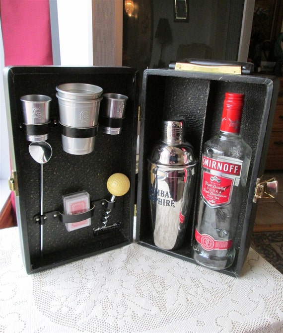 Travel Bar Portable Cocktail Shaker Tools Vintage Trav L