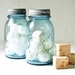 Vintage Blue Glass Jars with Zinc Lids - Ball Mason Bottles