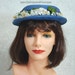 1940s Blue Hat Straw with White Floral Decoration Vintage