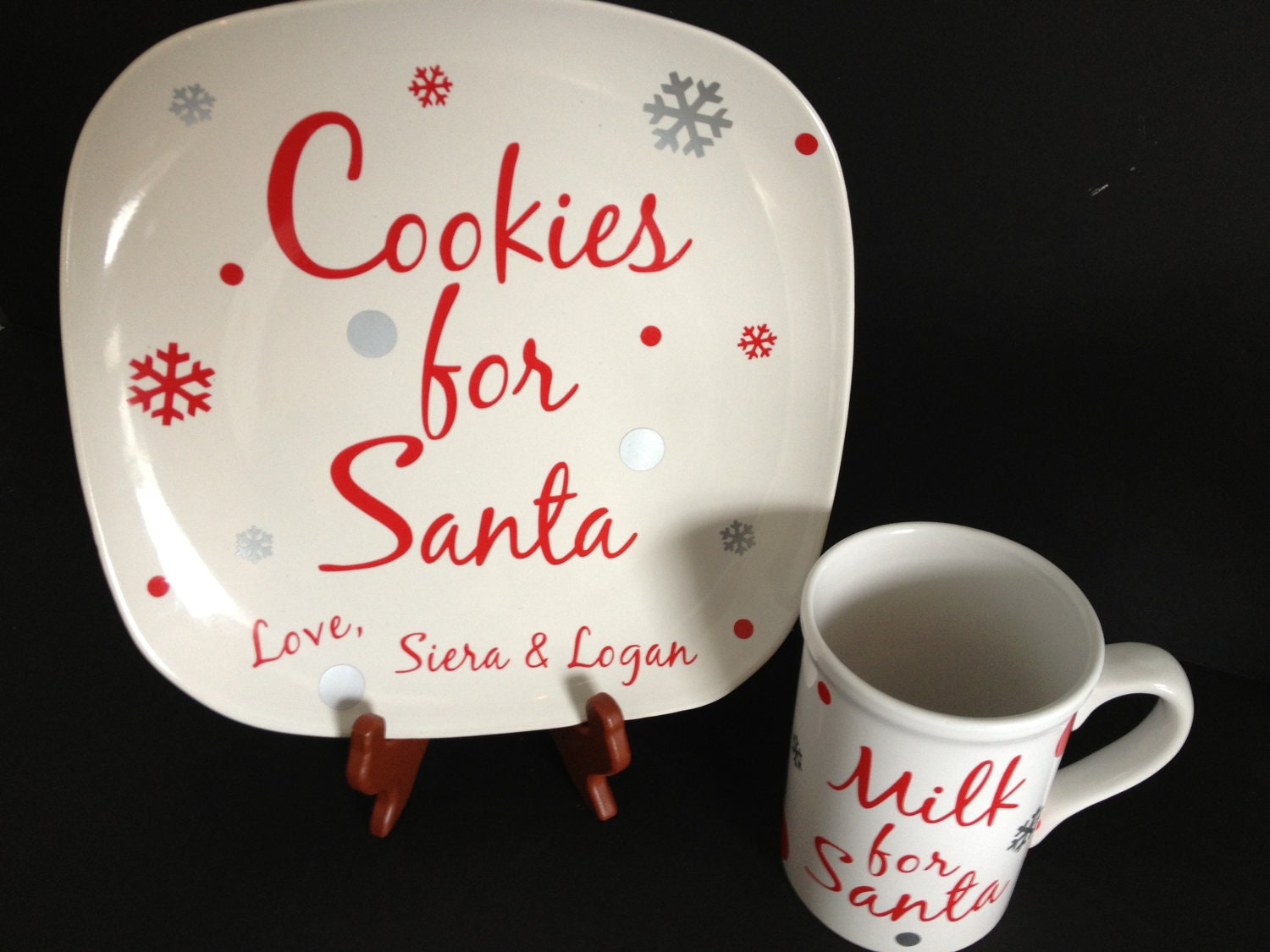 Items Similar To Cookies For Santa Plate And Milk For Santa Set Choose Your Words And Colors