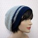 Mens Slouch Beanie - Gray Blue Slouchy Crochet Hat - Oversized Cap - Fall Winter Fashion Accessories