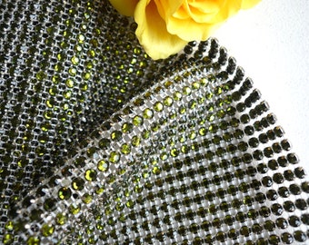 PRINCESS Rhinestone Banding, Trim / Moss Green w/ Flat Silver Back / 4 rows / PMG436