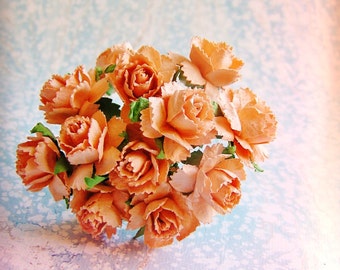 Apricot Peonies Vintage style Millinery Flower Bouquet - for decorating, gift wrapping, weddings, party supply, holiday