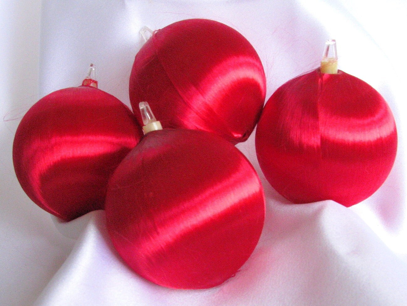vintage red satin christmas holiday ornaments set by vintage red satin christmas holiday ornaments set by
