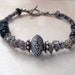 Pyrite and Blue Labradorite Bracelet - Shimmer, Gemstone Sparkle - Black Spider Web Agate, Midnight Blue, Metallic Gold, Silver Gift Box