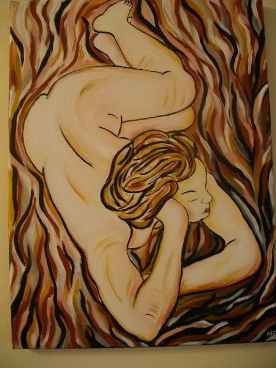 Items similar to modern nude woman acrylic abstract 