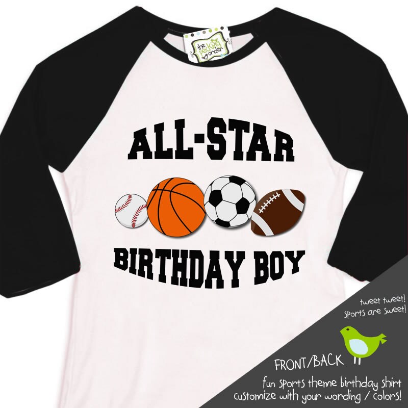 sports birthday boy shirt soccer baseball football