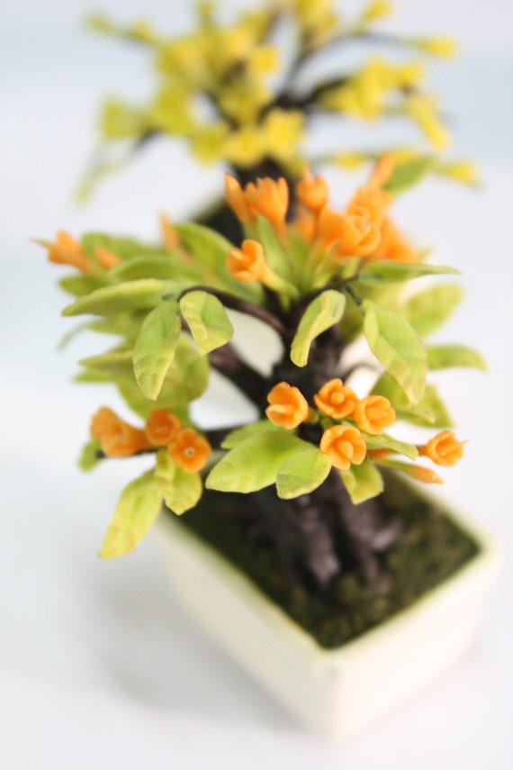 Miniature Bonsai Lucky Tree Polymer Clay Flowers Supplies 1