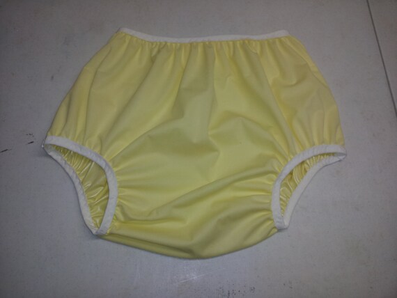 Adult Diaper Cover Yellow and White Size 28 to by nevergrownup