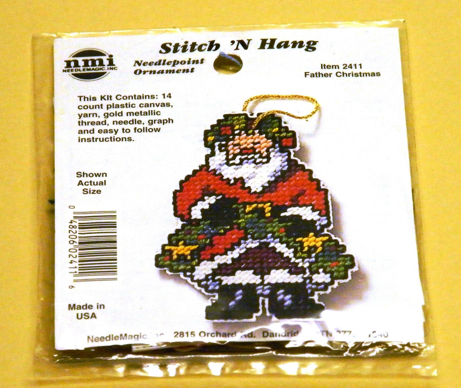 Father Christmas Stitch 'n Hang Needlepoint Ornament Kit