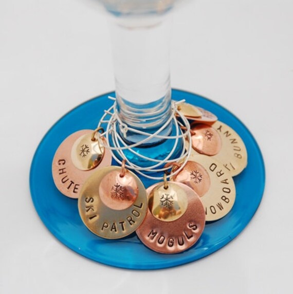 Skiing Theme Drink CharmsWine Glass Markers