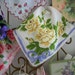 Vintage Yellow Roses Hankie, Hanky, Handkerchief, Bouquet of Roses, Yellow Rose Hankie, Yellow Posies, Romantic Cottage Home