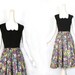 1950s Party Dress / Vintage 50s Dress / Leaf Print / Painted Skirt / Medium M