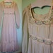 70s gauzy white maxi dress with floral embroidery ribbon trim
