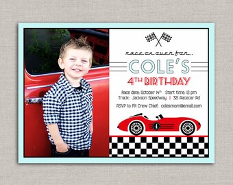 Vintage Race Car Birthday Invitation