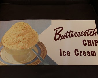 VINTAGE NOS Butterscotch Chip Ice Cream Paper Advertising NOS