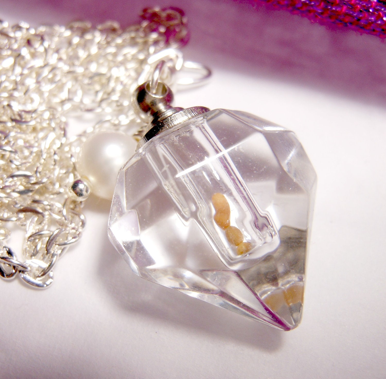 Crystal Faceted Perfume Bottle Necklace with by KarmaBeads on Etsy
