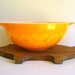 Orange Pyrex Bowl Cinderella Handles Daisy Pattern