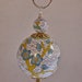 Vintage CLOISONNE BEADED Fan Pull Chinese Blue White FLOWER Light Pull