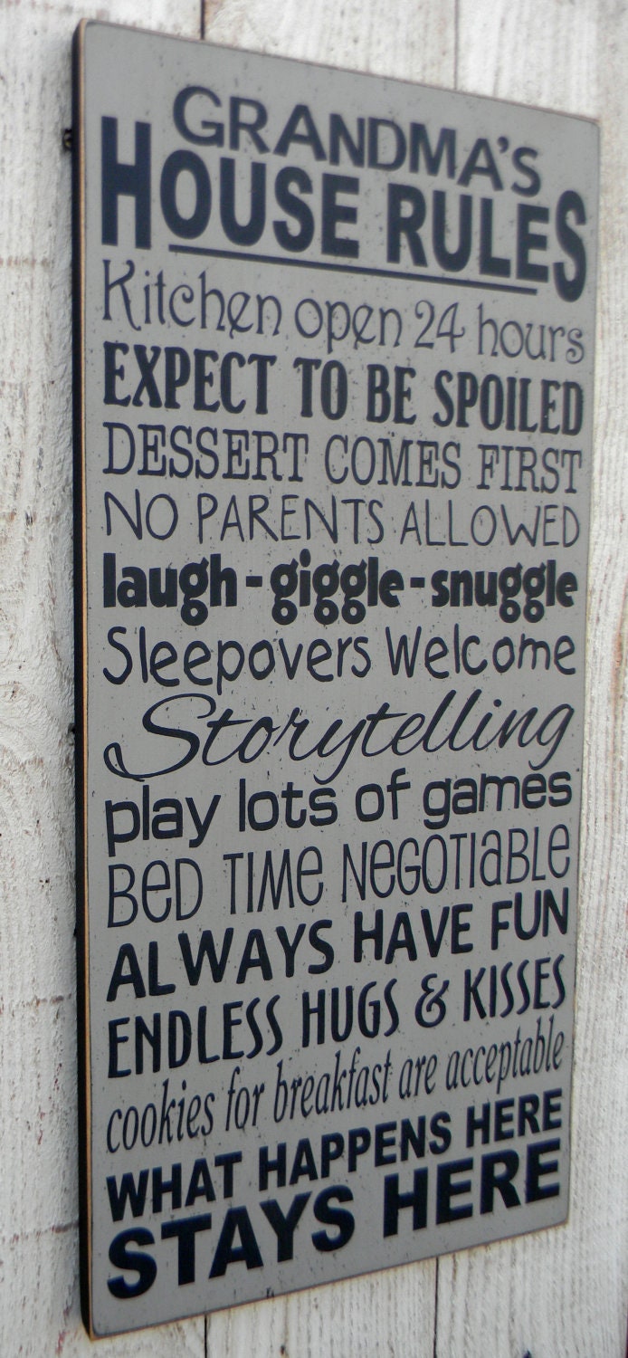 Grandma's/Grandparents' House Rules typography sign