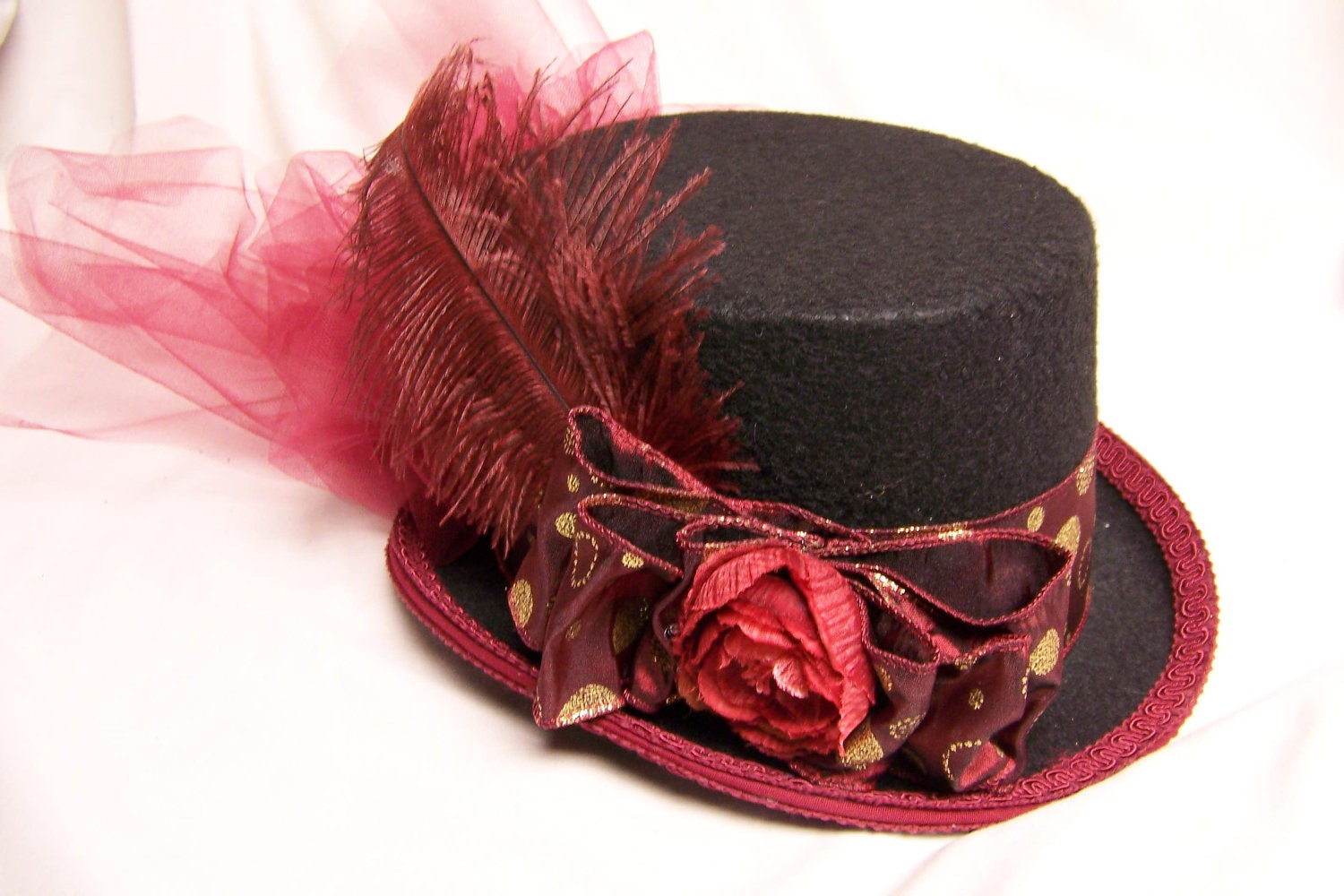 OOAK victorian steampunk riding hat full size TOP HAT
