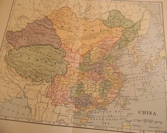 1903 Map China - Vintage Antique Map Great for Framing 100 Years Old