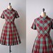 1950s plaid dress / 50s dress / Ciderhouse Plaid dress