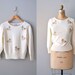 80s sweater / cream sweater / Sparkle Bow sweater