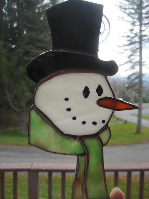 Stained Glass Snowman Ornament