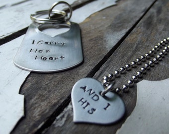 Pieces of Us Pendant and keychain, 1 for him and 1 for her