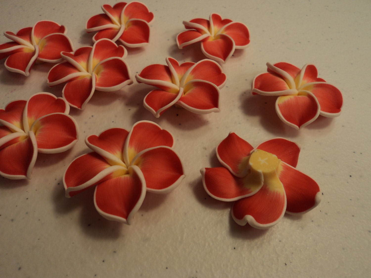 Handmade Polymer Clay Flower Red