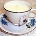 Tea Cup Candle, Apple Crumble Scent, Blue Floral, Tea Cup and Saucer