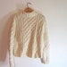 Vintage creamy white wool cable knit fishermans sweater L