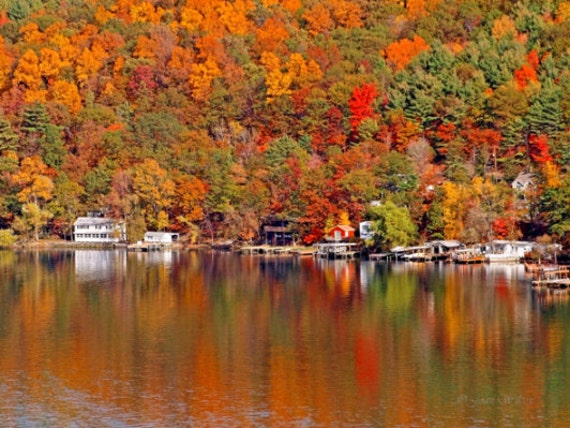 Keuka Lake NY Autumn Reflections Fall Foliage Original by JWPhoto