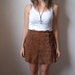 70's Brown Suede Snap-up Mini Skirt