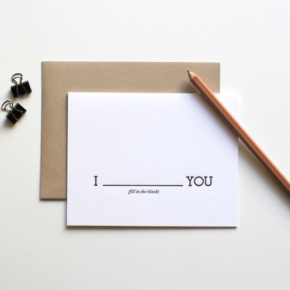 Items similar to I Blank You, Letterpress Card, Single on Etsy