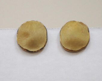 70s muted yellow enamel clip-on earrings by Freirich