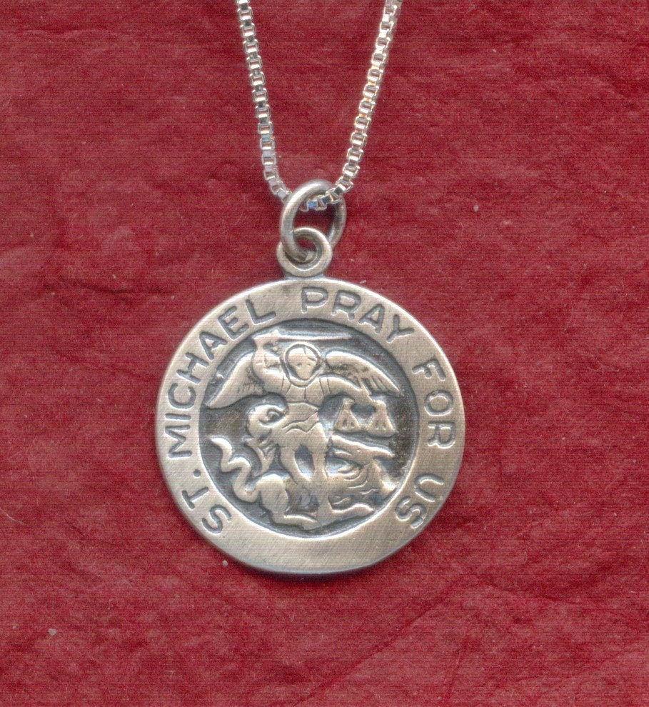 Sterling Silver St MICHAEL Necklace 925 Charm Pendant n by Juzii