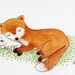 Original Postcard watercolor - Fox and rabbit friends