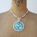 vintage Enamel necklace / boho necklace / Turquoise Sunflower