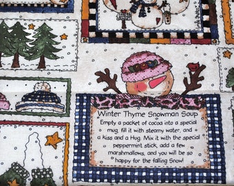 Fat Quarter Cute Snowmen Winter Patchwork Fabric